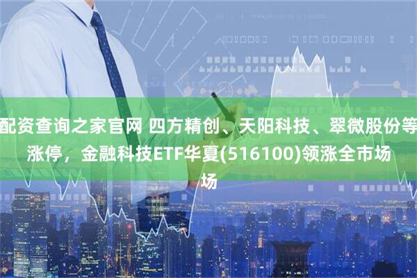 配资查询之家官网 四方精创、天阳科技、翠微股份等涨停，金融科技ETF华夏(516100)领涨全市场